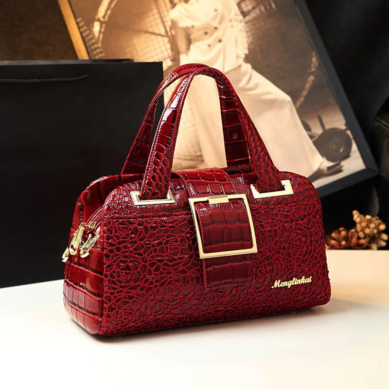 Floral Embroidered Shoulder Handbag, Zip PU Bag - product photo 1