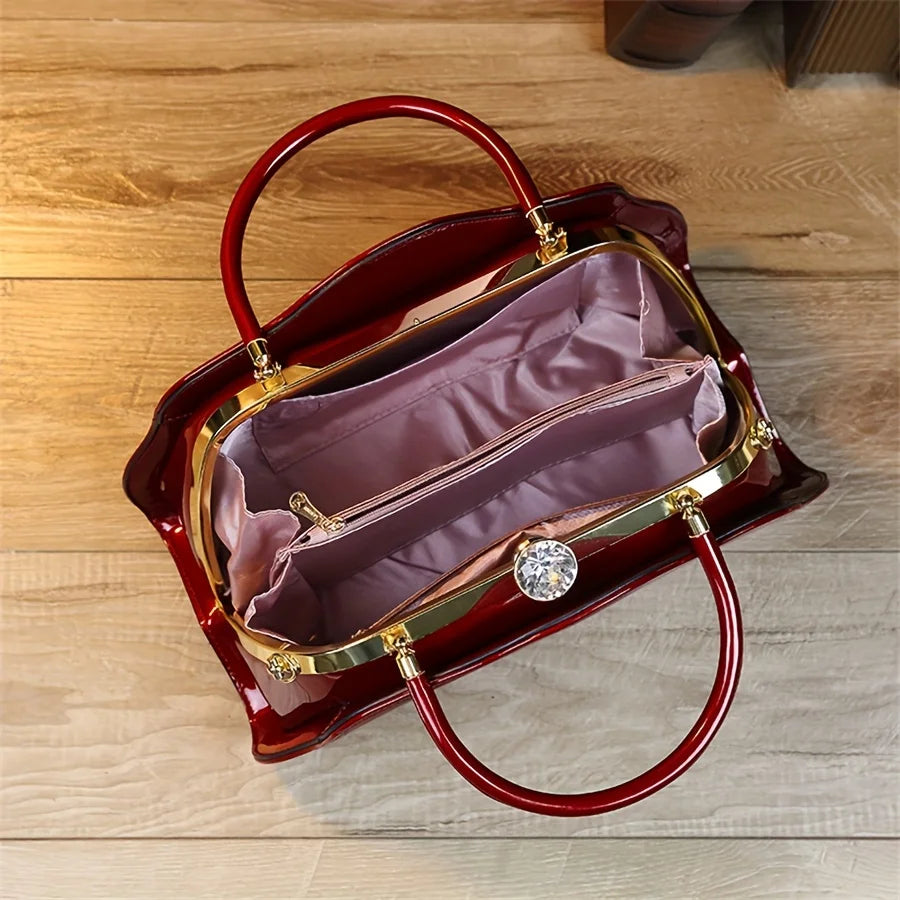Diamond-Studded Satchel, Rhinestone Wedding Bag - product photo 4