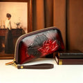 Lotus Embossed Long Wallet, PU Clutch with Wristlet - product photo 1