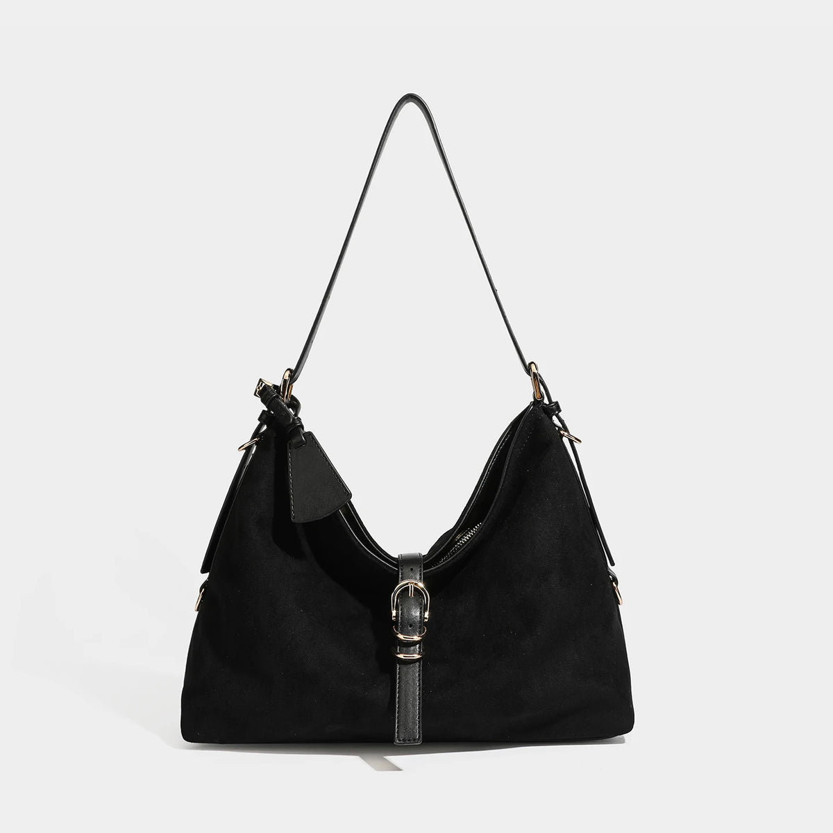 Faux-Suede Crescent Hobo Bag, Slouchy Shoulder Bag - product photo 3
