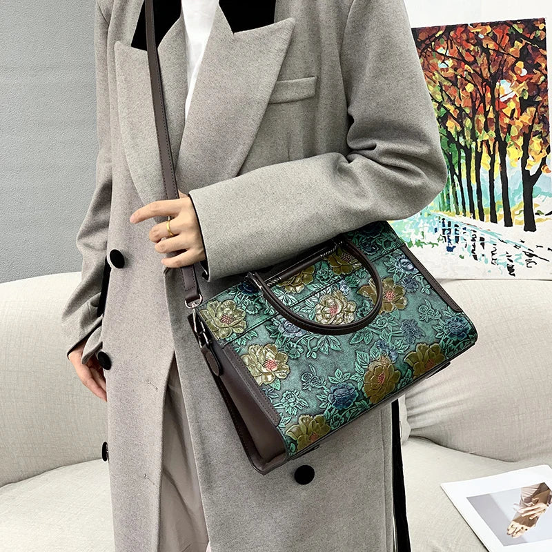 3D Floral Embossed Crossbody Bag, Vintage Shoulder Bag - product photo 2