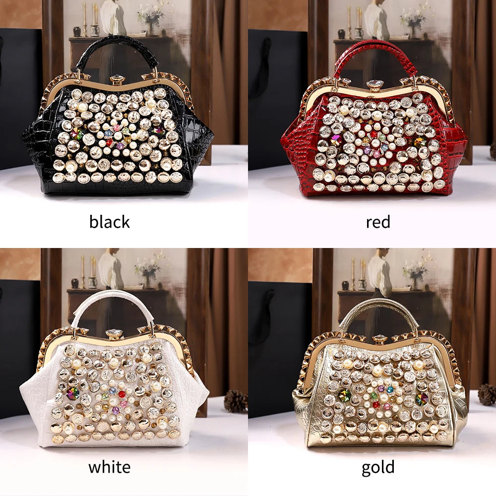 Hand-Beaded Rhinestone Crossbody Bag - product photo 6