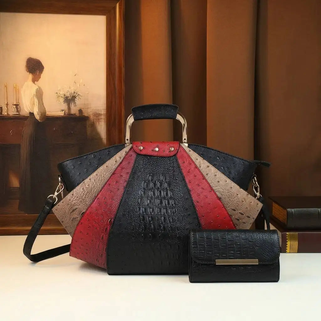 Ostrich-Print Metal-Handle Tote Bag - product photo 3