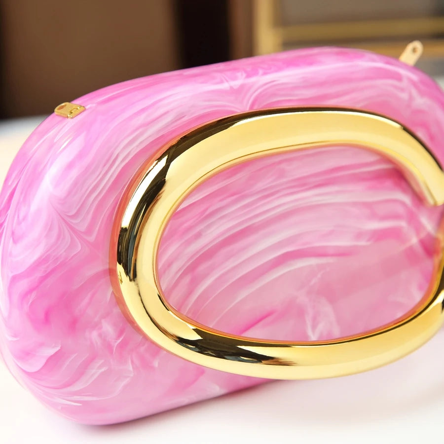 Round Box Acrylic Shoulder Bag with Chain - product photo 6