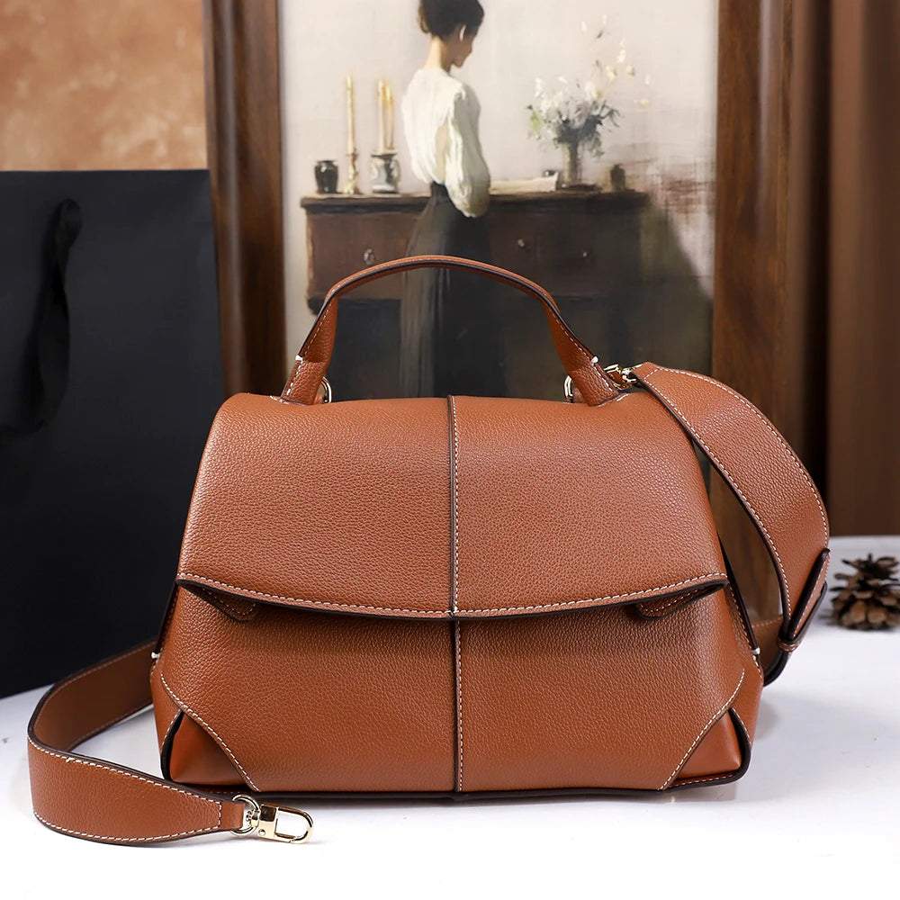 Vintage Buckle Tote Bag, Simple PU Shoulder Bag - product photo 1