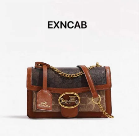 Monogram Print Handbag with Carriage Motif, PVC Shoulder Bag - product photo 5