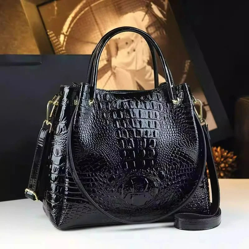 Crocodile-Pattern Bucket Bag, Retro Shoulder Handbag - product photo 1