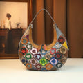 Horn-Shaped Patchwork Leather Bag, Boho Shoulder Bag - product photo 1