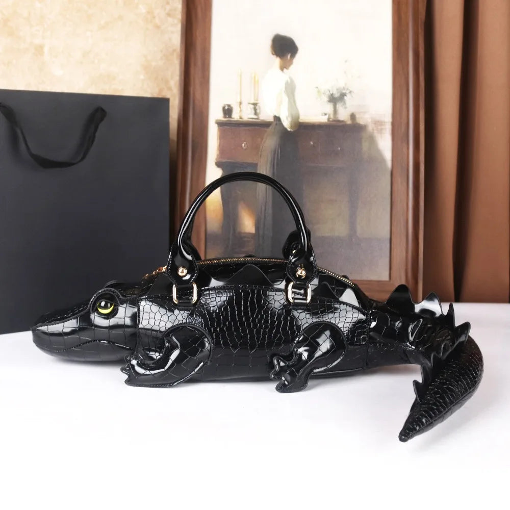 3D Crocodile Shaped Bag, Novelty Top-Handle Purse - product photo 6