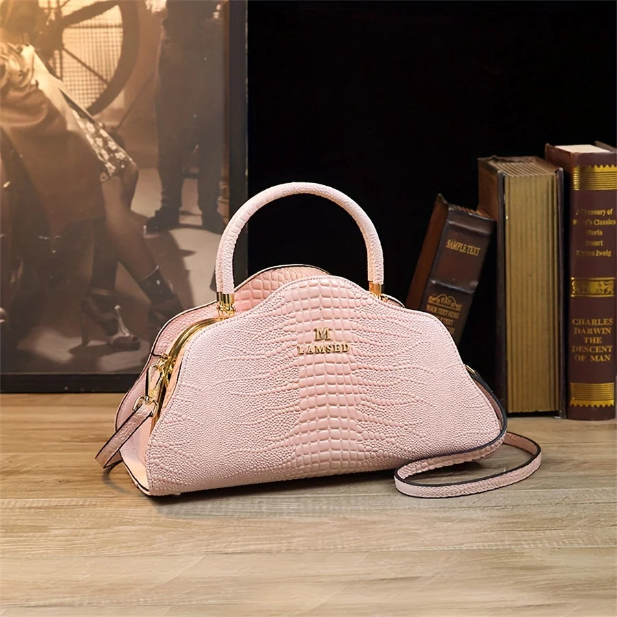 Croc-Pattern Rhinestone Clutch, Evening Bag with Strap - product photo 4
