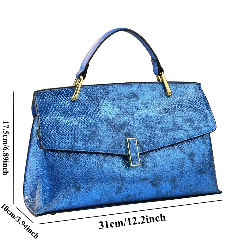 Serpentine Laser-Pattern Shoulder Bag, Retro PU Bag - product photo 5