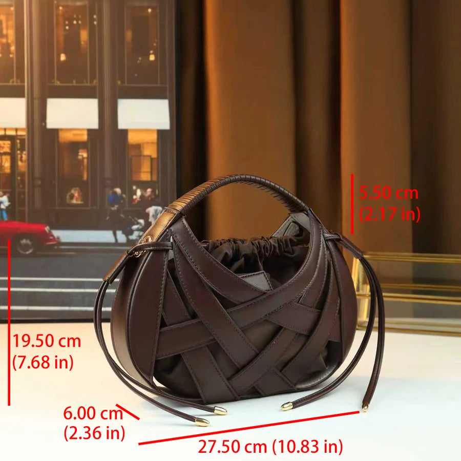Woven Basket Bag, Open-Weave Barrel Handbag - product photo 2