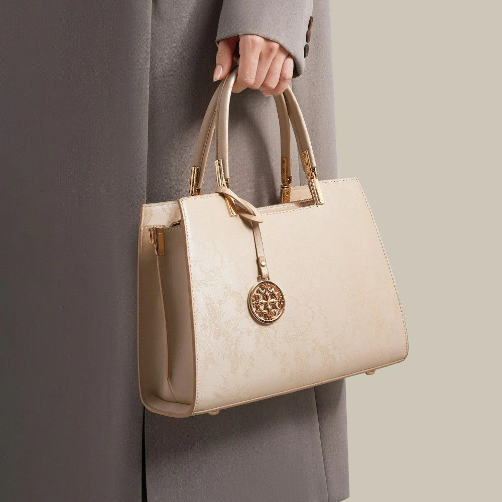 Embroidered Commuter Tote, Chinese-Style Shoulder Bag - product photo 1