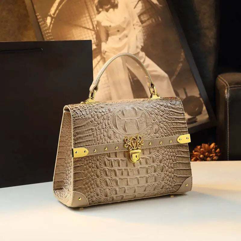 Alligator-Texture Crossbody Bag with Rivet Trim - product photo 1