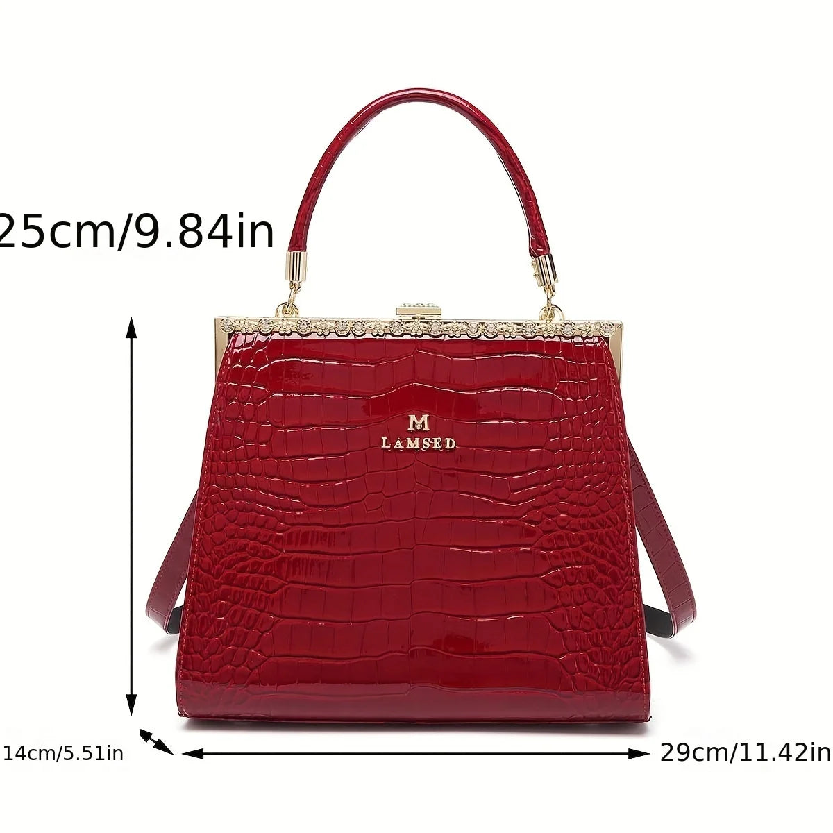 Crocodile-Pattern Sequin Bag with Removable Strap - product photo 5