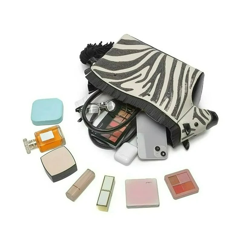 Zebra-Print Tote with Pearl Detail, Underarm Bag - product photo 4