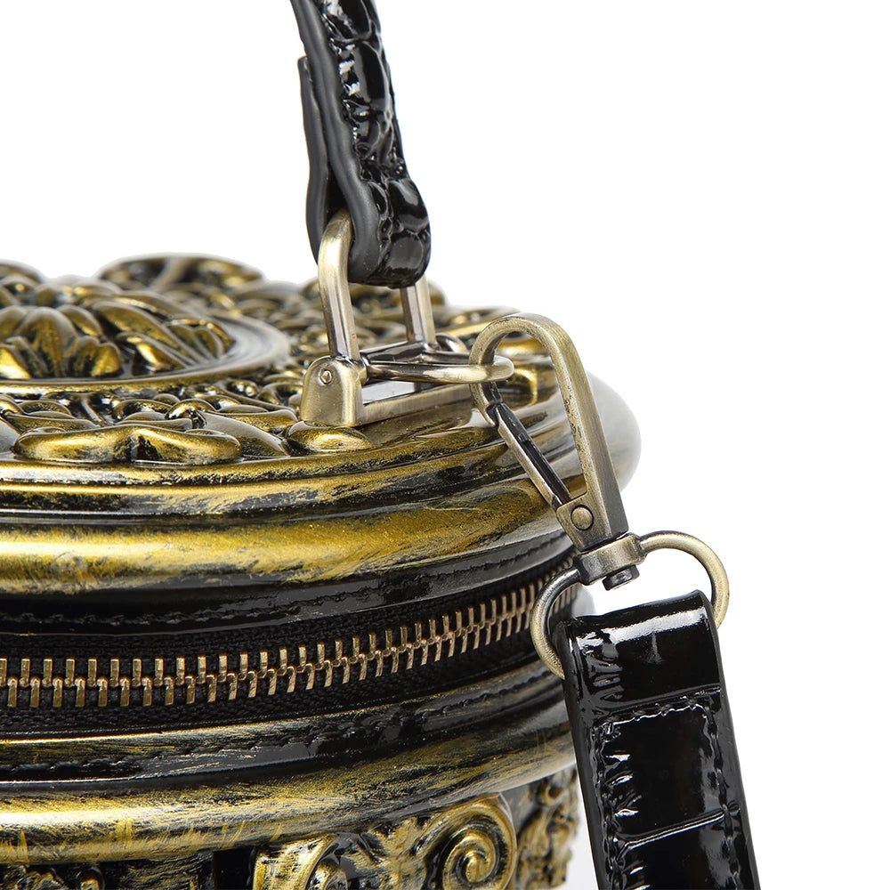 Embossed Barrel Bag, Vintage PU Crossbody - product photo 5
