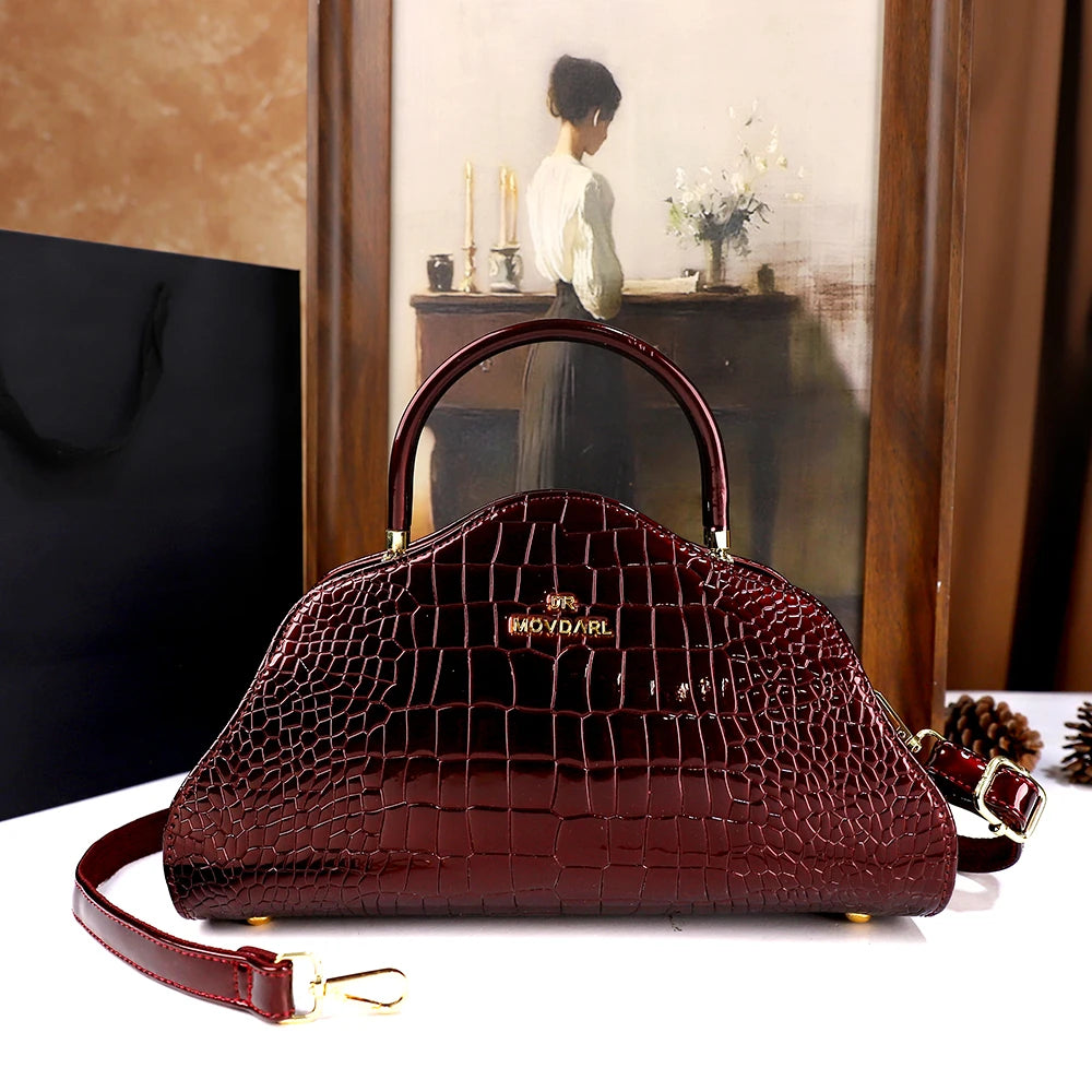 Alligator-Pattern Cloud Bag, Ruched Puffy Shoulder Bag - product photo 1
