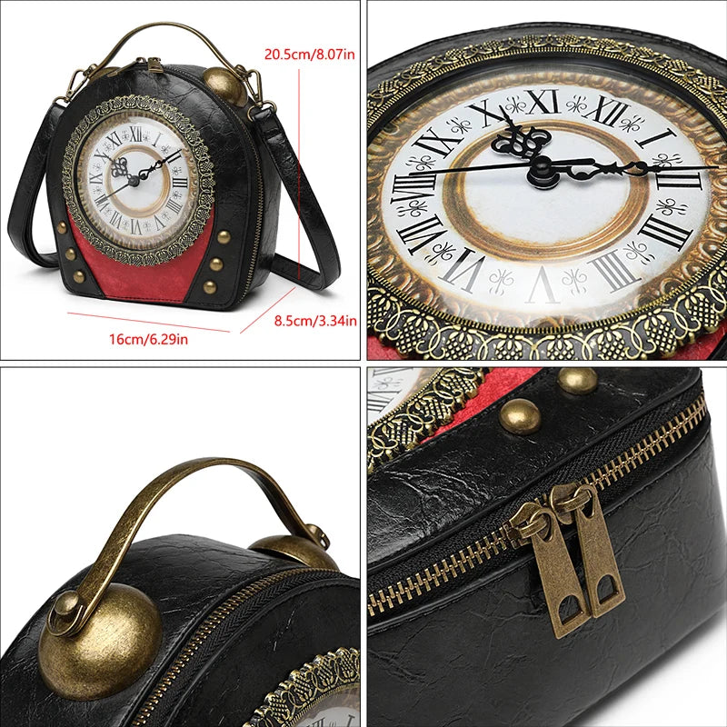 Steampunk Clock Bag, Round Vintage Crossbody Purse - product photo 4