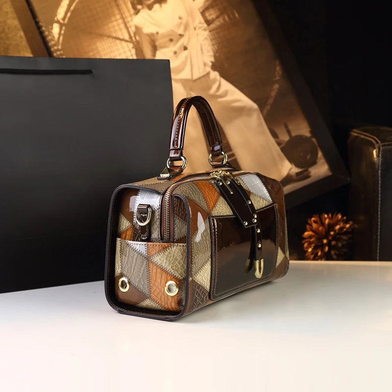 Geometric Print Pillow Bag with Tassel, Retro PU Handbag - product photo 3