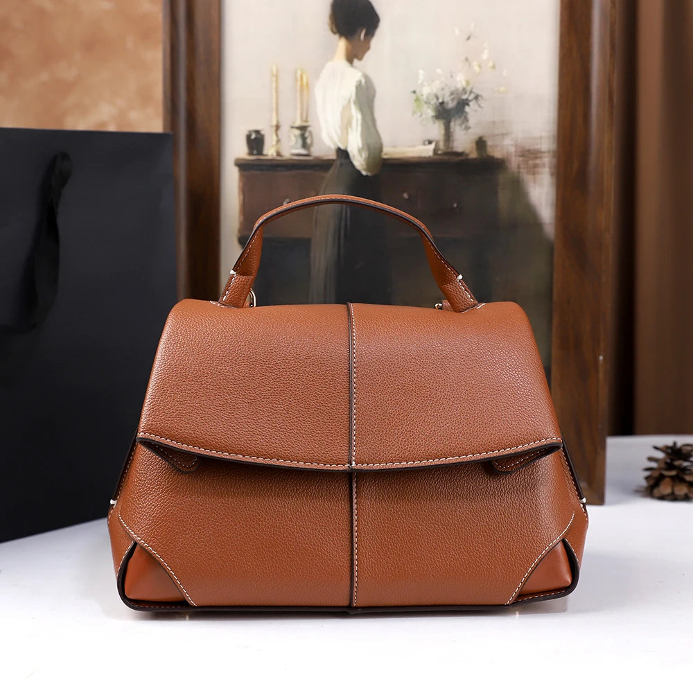Vintage Buckle Tote Bag, Simple PU Shoulder Bag - product photo 3