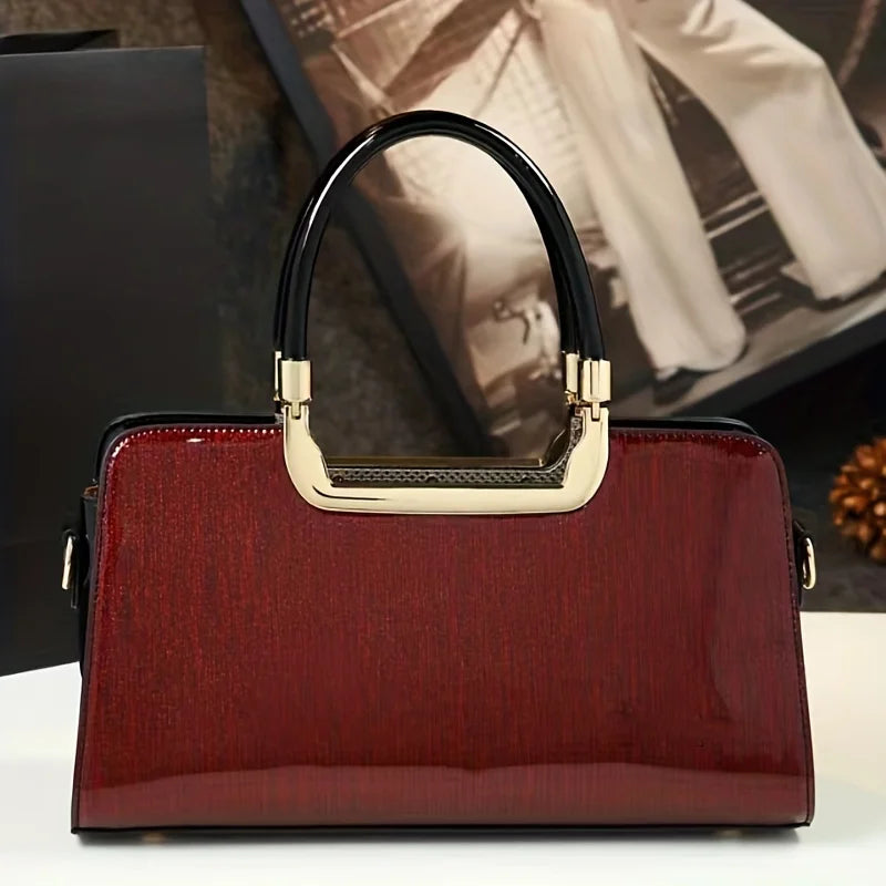 Solid-Colour PU Shoulder Tote, Everyday Handbag - product photo 4