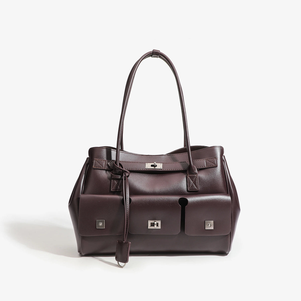 Punk Biker Tote Bag, Multi-Pocket Zip Shoulder Bag - product photo 1