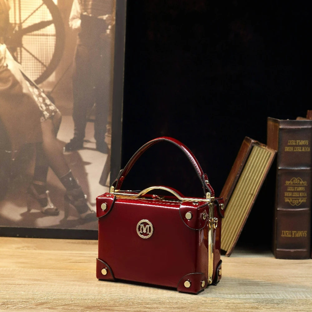 Square-Handle Satchel Bag, Retro Textured Handbag - product photo 1