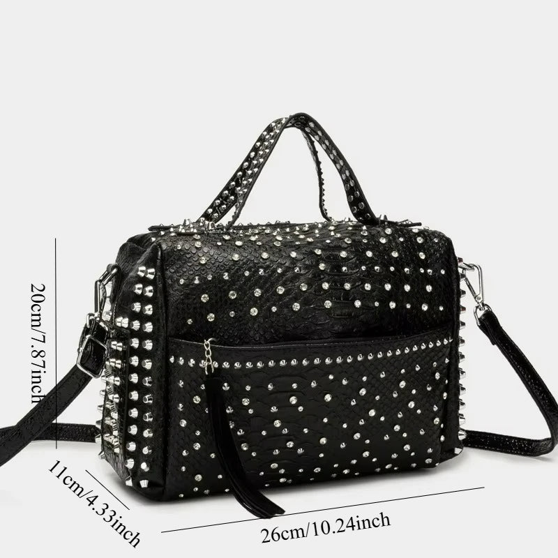 Pearl-Detail Leopard Bag, Vintage Shoulder Handbag - product photo 4