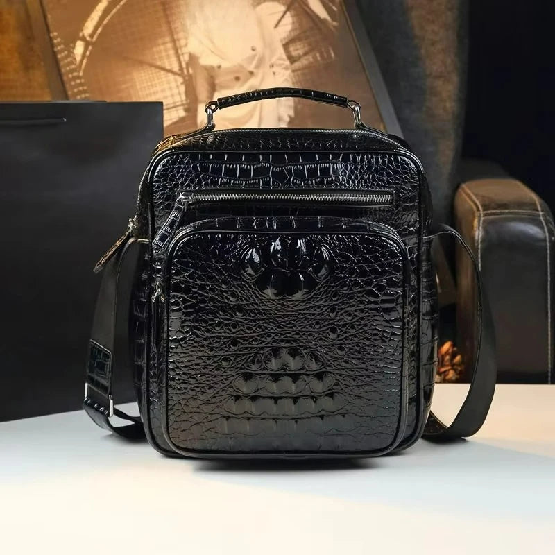 Croc-Design Business Crossbody Bag, PU Messenger Bag - product photo 2