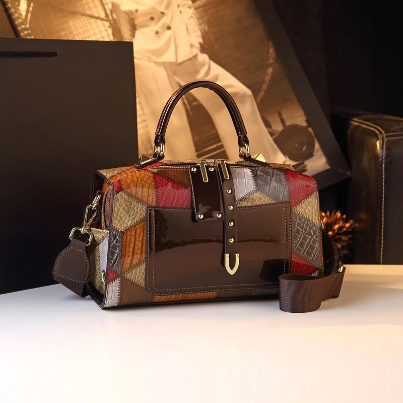 Geometric Print Pillow Bag with Tassel, Retro PU Handbag - product photo 1