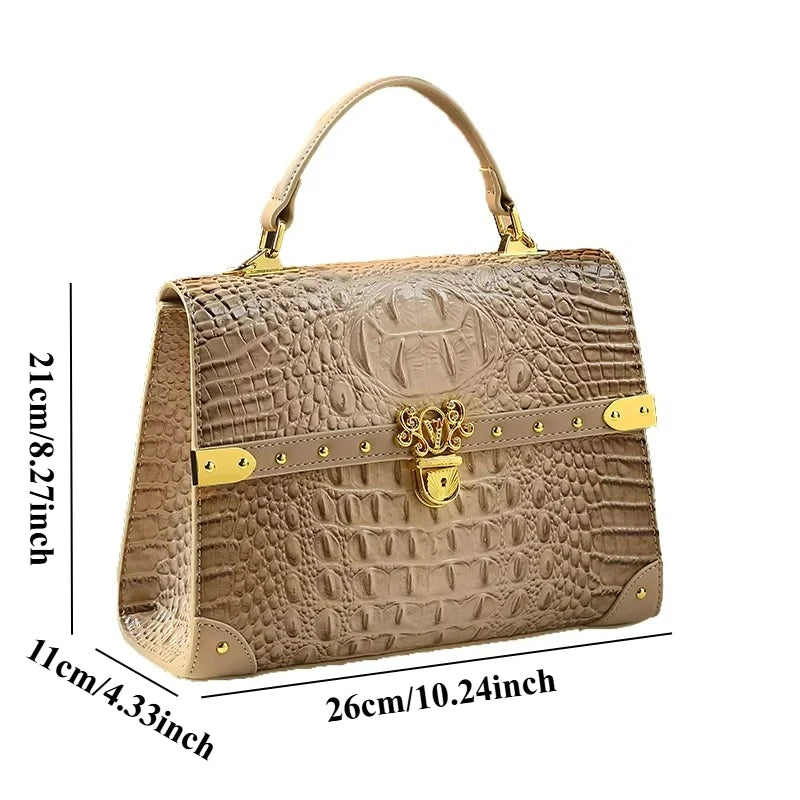 Alligator-Texture Crossbody Bag with Rivet Trim - product photo 4