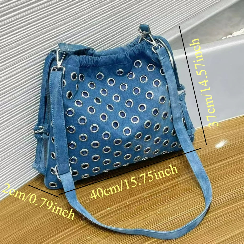 Denim Crossbody Bag, Large-Capacity Shoulder Bag - product photo 4