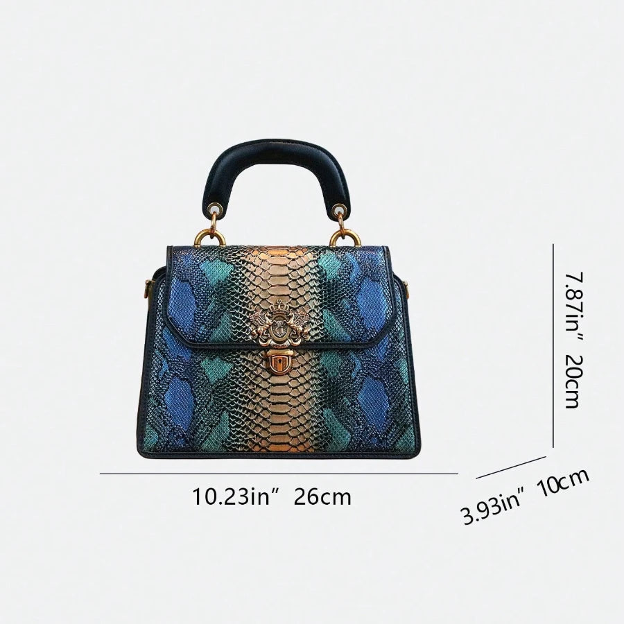Snake-Pattern Boston Bag, PU Crossbody Handbag - product photo 2