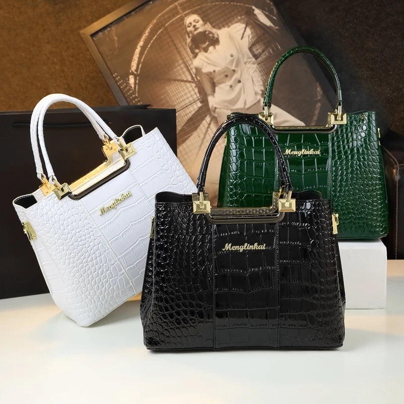 Alligator-Texture Tote, Large Travel Crossbody Bag - product photo 4