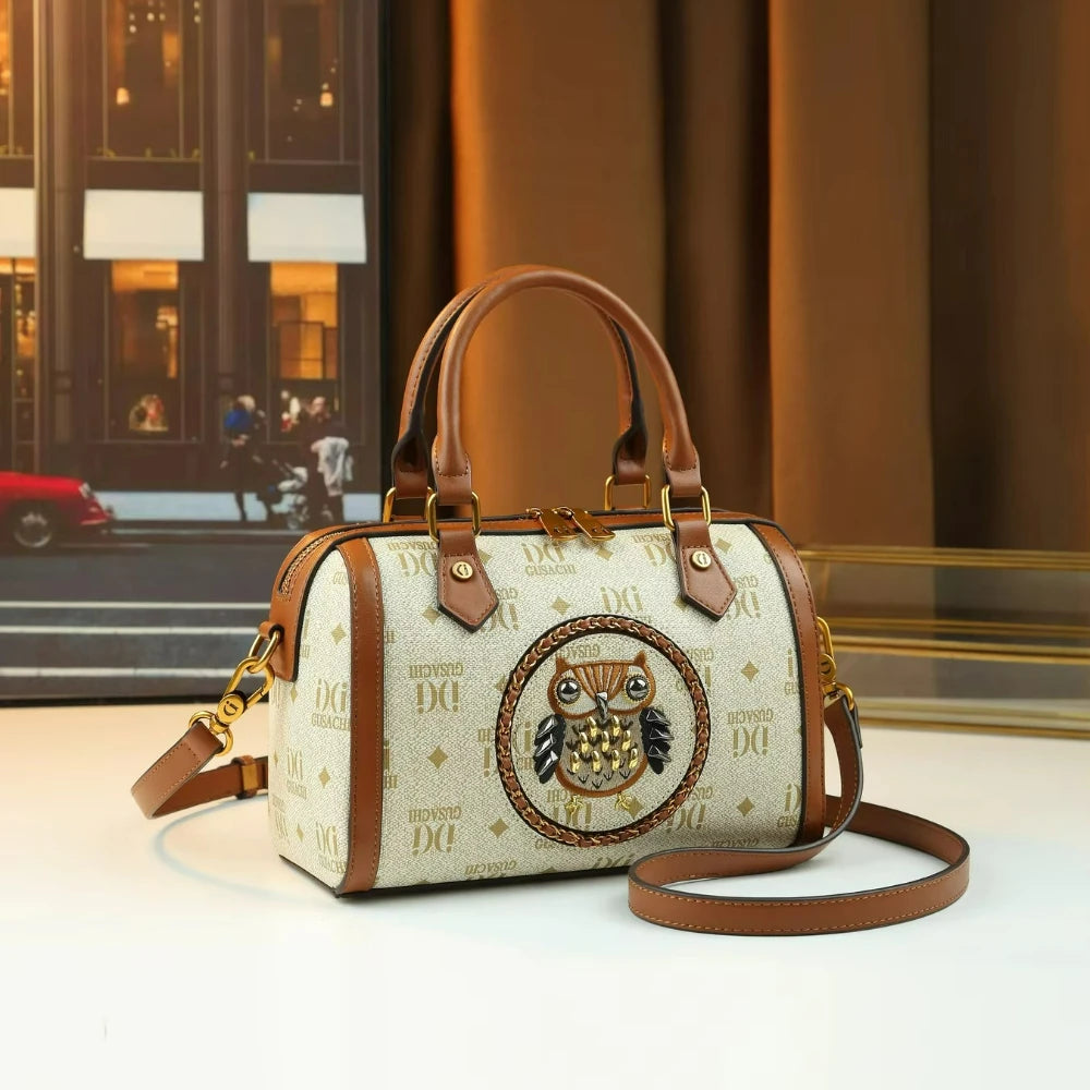 Owl Rivet Pillow Bag, Letter-Print Shoulder Bag - product photo 1