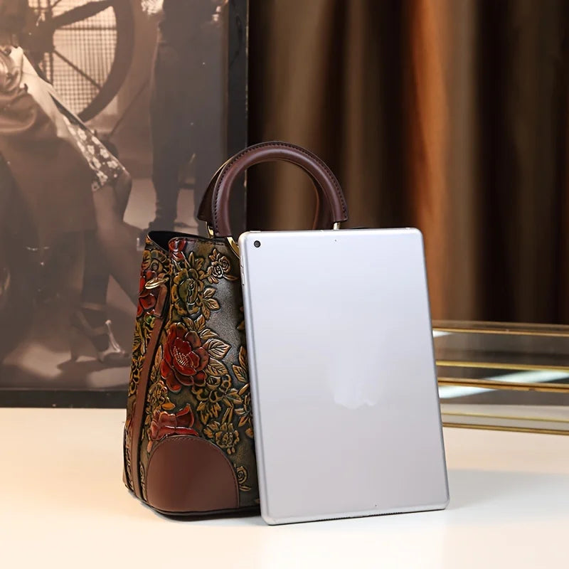 Landscape-Print Bucket Bag, Retro Crossbody Tote - product photo 6