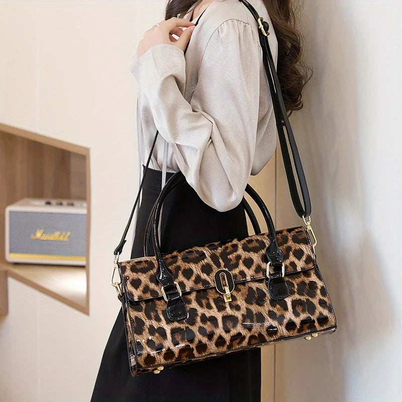 Leopard-Print Shoulder Tote, Soft Everyday Bag - product photo 2
