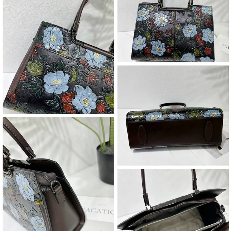 3D Floral Embossed Crossbody Bag, Vintage Shoulder Bag - product photo 5