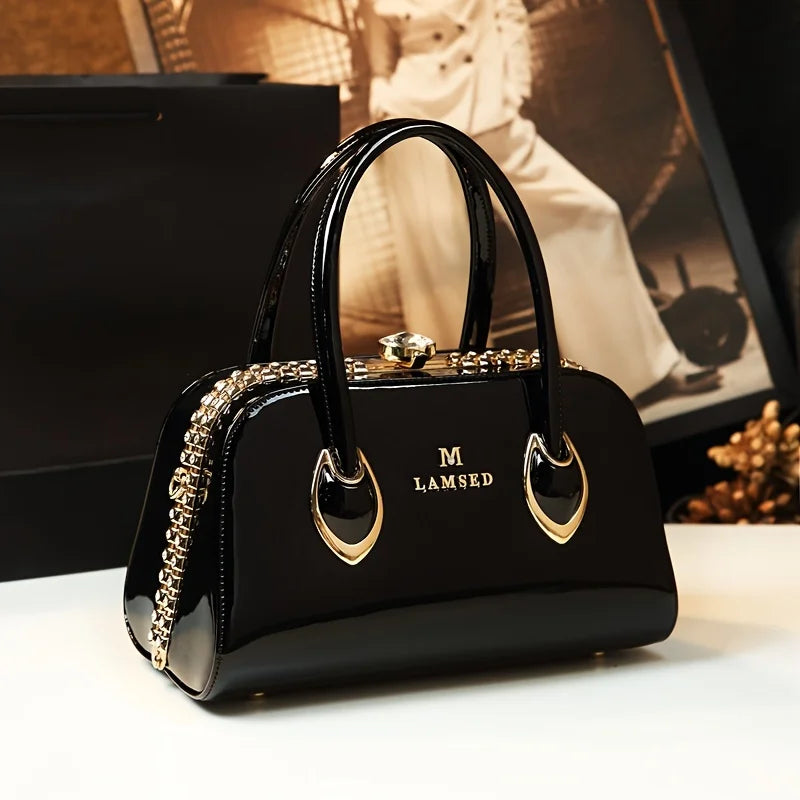 Rhinestone Vintage Satchel, PU Storage Handbag - product photo 2