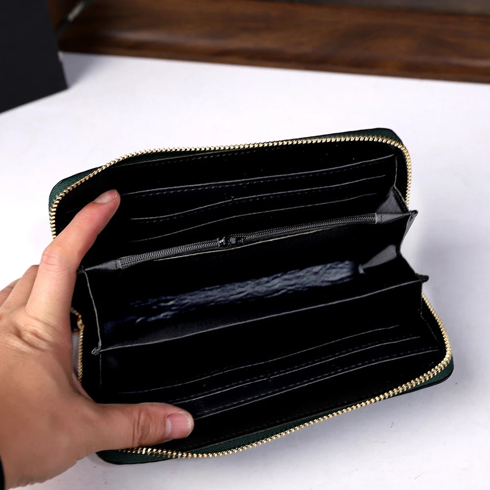 Carved Long Wallet Gift Set, Multi-Slot Purse - product photo 5