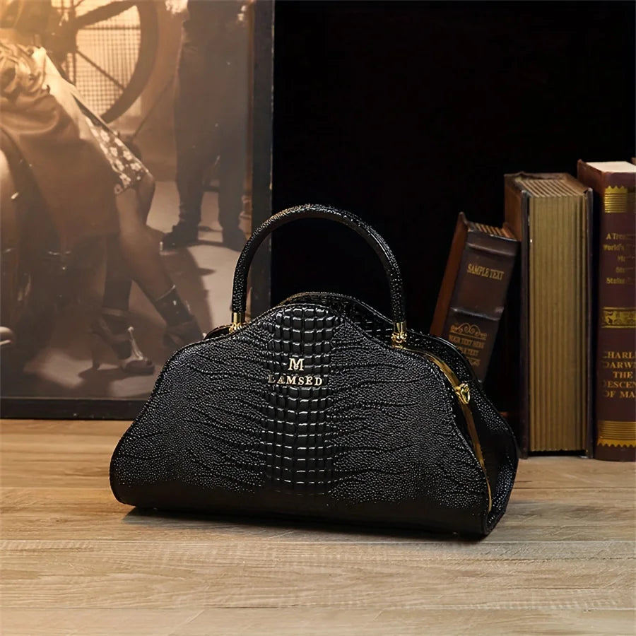 Croc-Pattern Rhinestone Clutch, Evening Bag with Strap - product photo 5