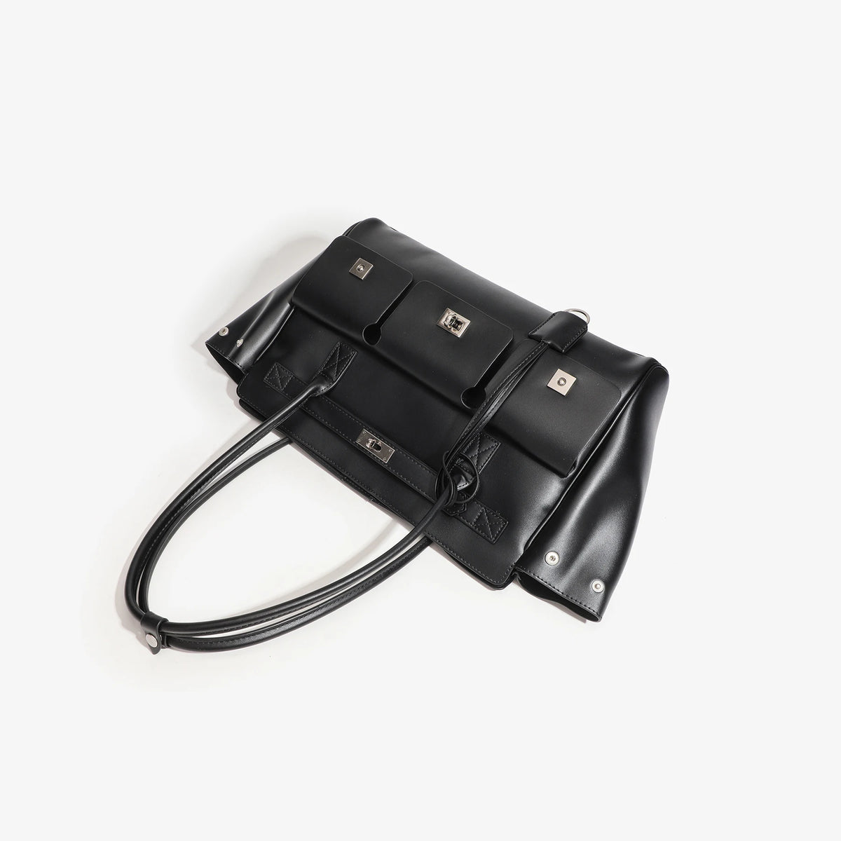 Punk Biker Tote Bag, Multi-Pocket Zip Shoulder Bag - product photo 4