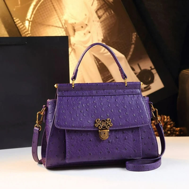 Ostrich-Pattern Shoulder Bag, Large PU Crossbody - product photo 2