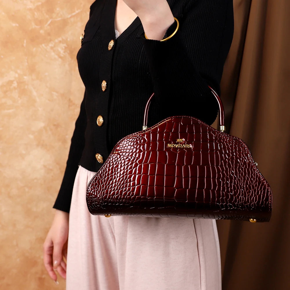 Alligator-Pattern Cloud Bag, Ruched Puffy Shoulder Bag - product photo 5