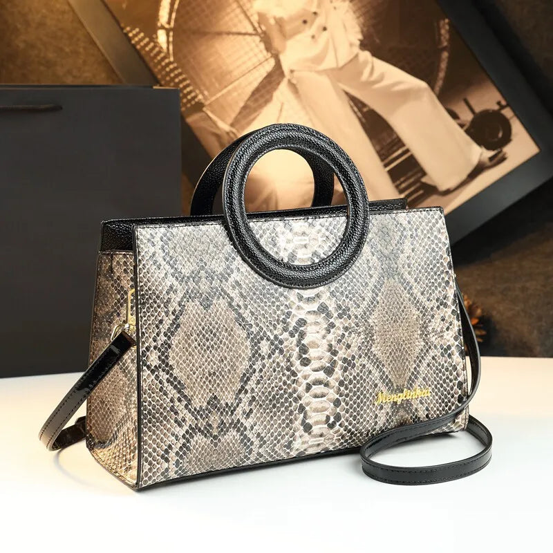 Serpentine-Print Tote, Retro Large-Capacity Shoulder Bag - product photo 6