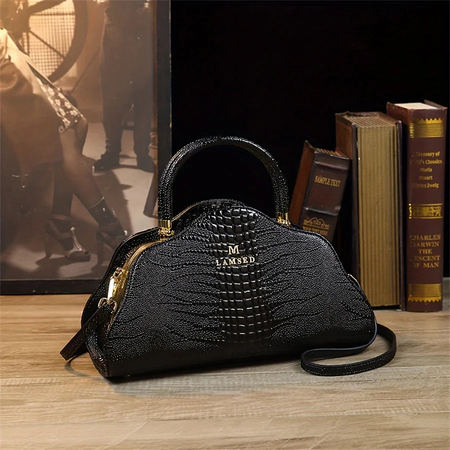 Croc-Pattern Rhinestone Clutch, Evening Bag with Strap - product photo 6