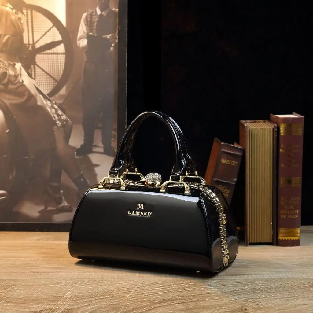 Solid-Colour Shoulder Bag with Stone Detail - product photo 4