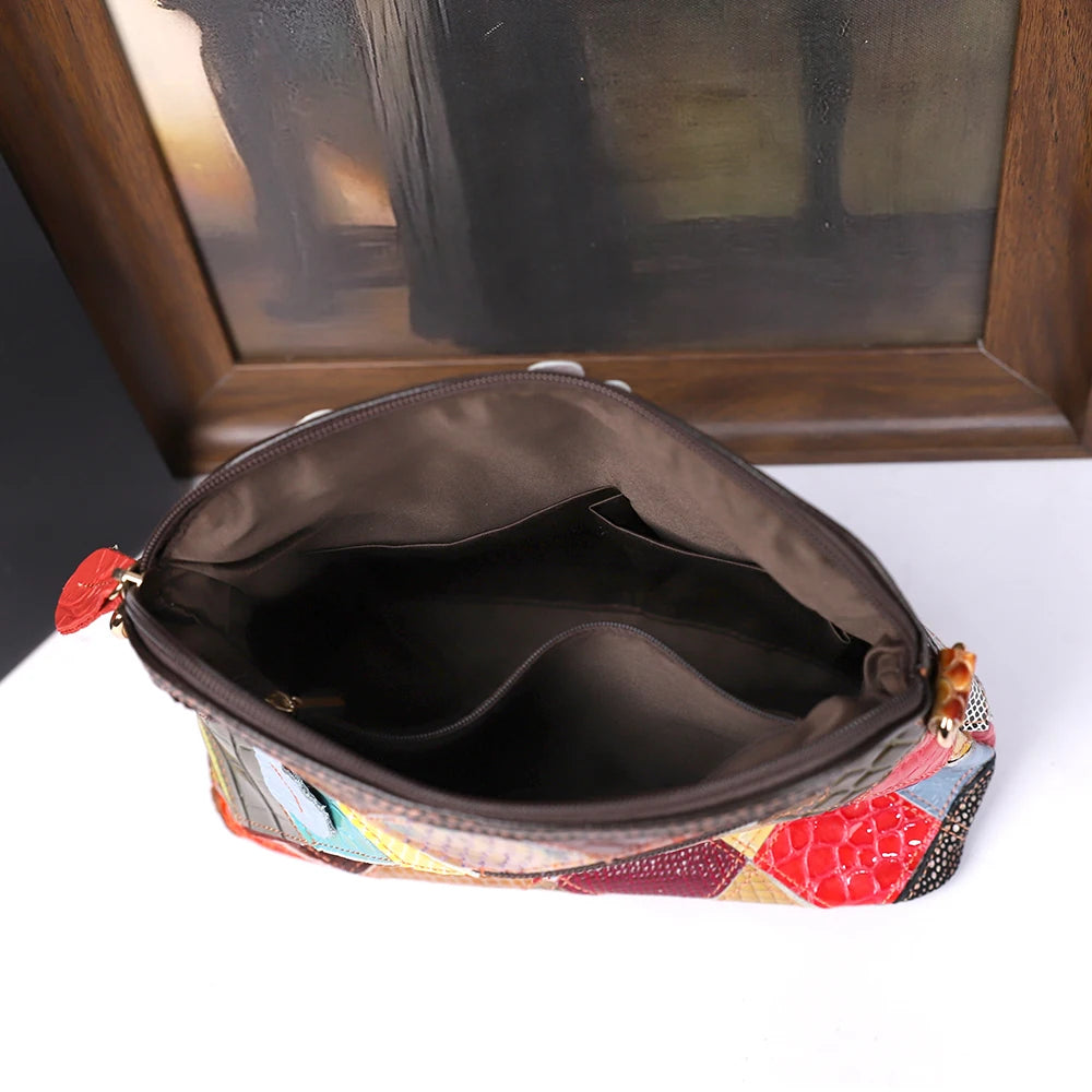Geometric Genuine Leather Crossbody Bag with Tassel - product photo 4