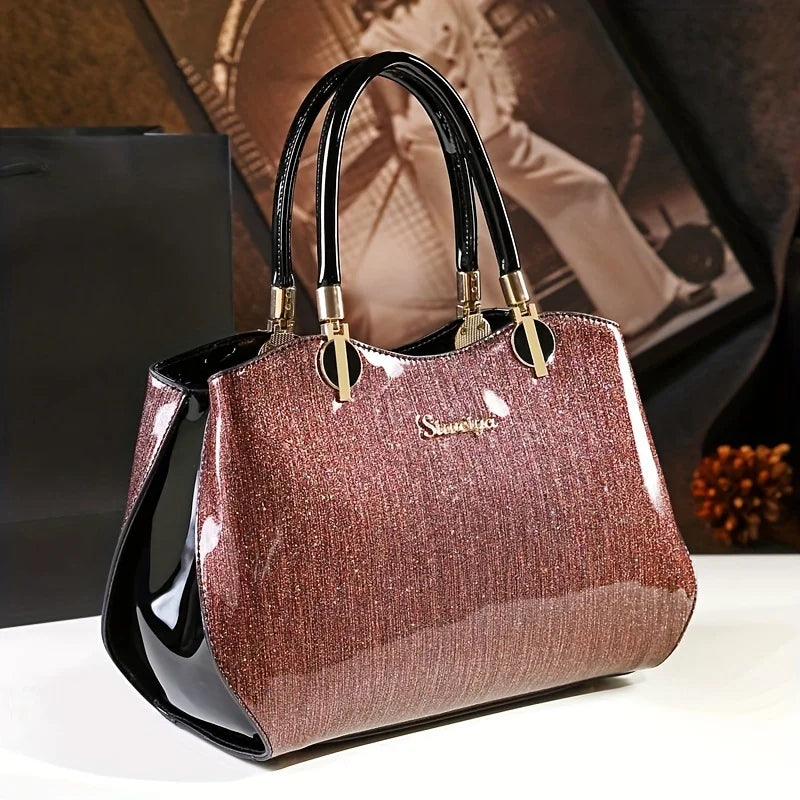 Silver Satchel Bag, Solid-Colour Crossbody Purse - product photo 3